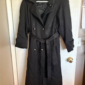 Elegant Black Double-Breasted Trench Coat